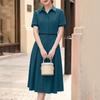ZANZEA Women Casual Turn Down Collar Solid Color Short Sleeve Elegant Dress