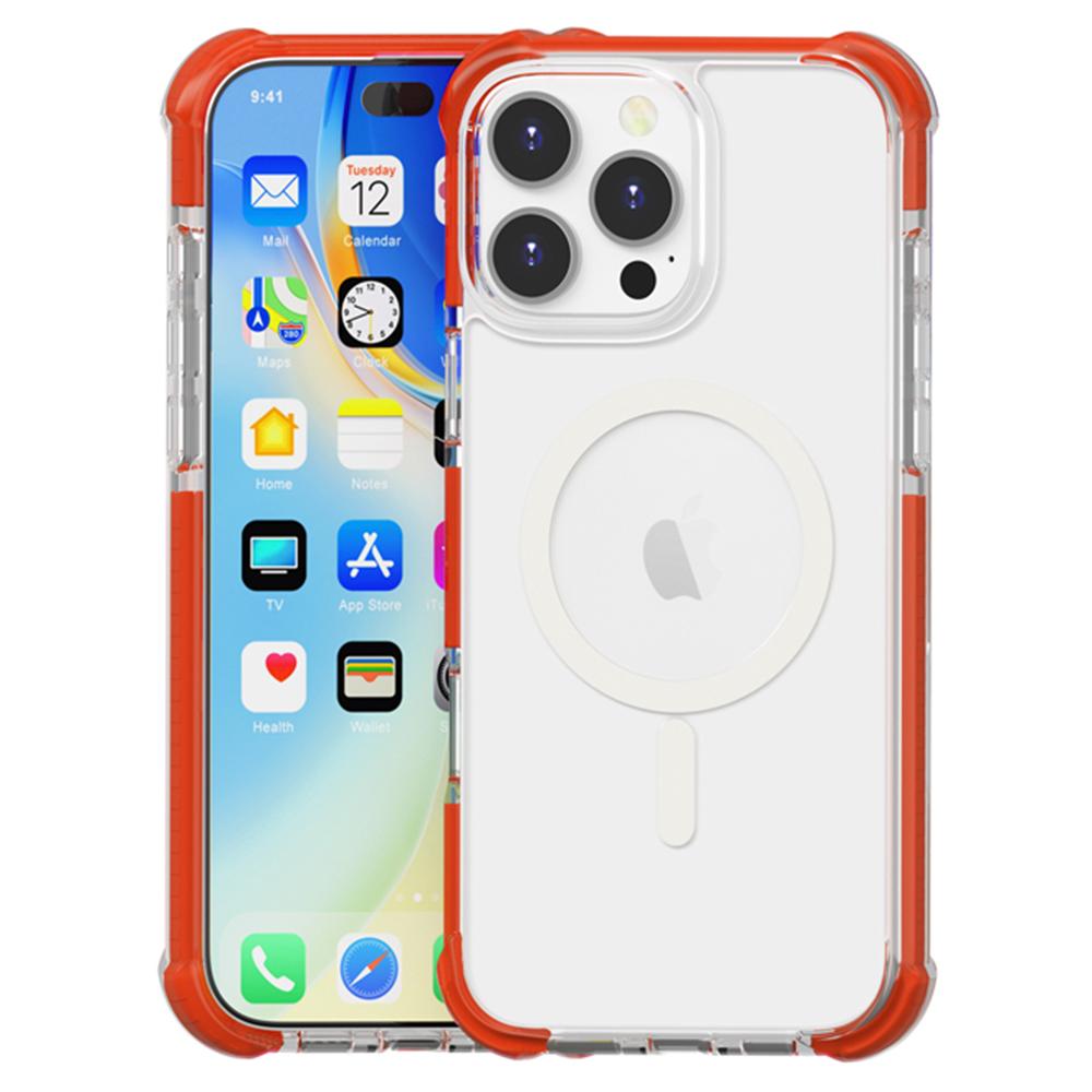 

For iPhone 16 Pro Max Case Compatible with MagSafe Reinforced Corners TPU+Acrylic+TPE Phone Cover Red