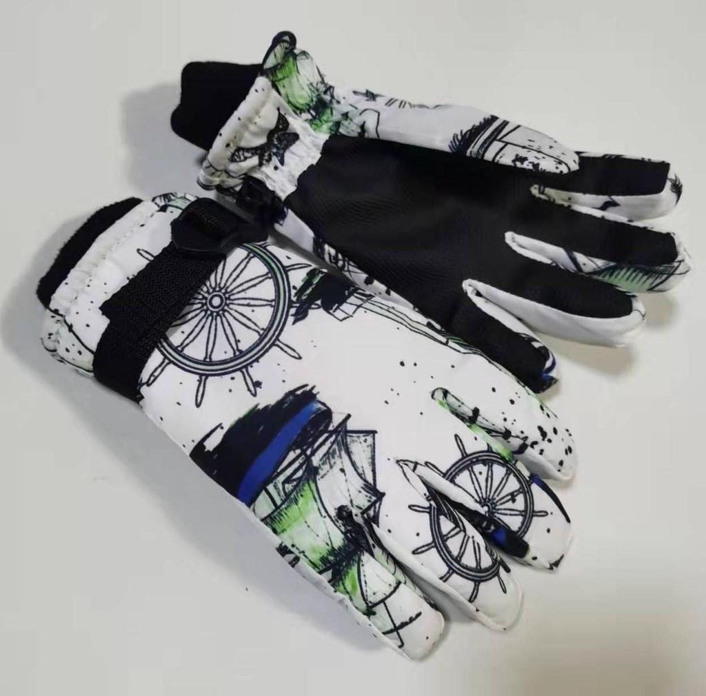 Children's Printed Electric Bike Gloves: Warm, Waterproof, Windproof Ski & Outdoor Cycling Gloves