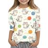 Kinder Tierdruck Rundhals Dreiviertelarm Lässiges T-Shirt Weicher Bequemer Stoff Geeignet für Alltag und Spielen