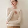 Women's Solid Color Cashmere Knit Pullover Sweater - Round Neck, Loose Fit, Slimming Base Layer for Autumn/Winter