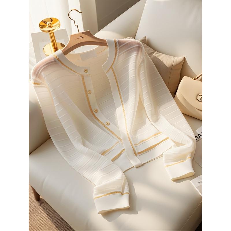 

Early Autumn Versatile Knit Cardigan - Sweet, Slimming, Commuting Top Large (L) вершковий/білий