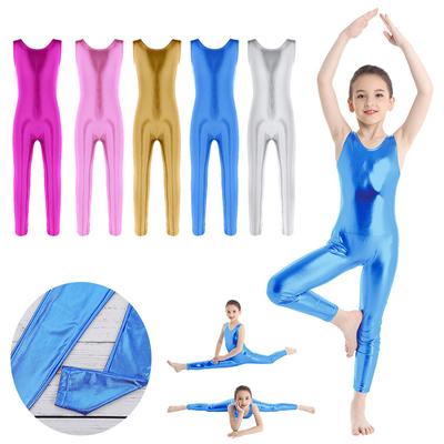 Gymnastikdräkter för flickor Ärmlös glänsande balettdansdräkt Atletisk jumpsuit Unitard Danskläder