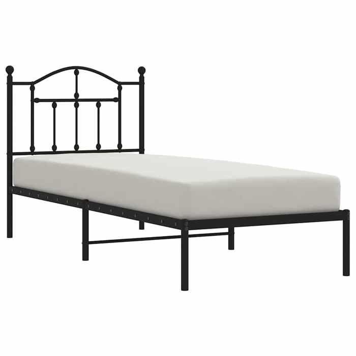 VidaXL Metal Bed Frame with Headboard Black 80x200 Cm 353430