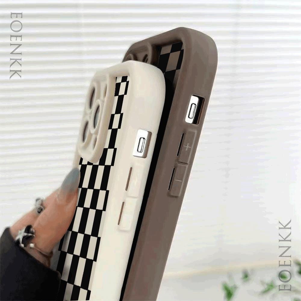 Personalized Grid Pattern Phone Case For IPhone 16 15 14 13 12 11 Pro Max 16pro 15pro 14pro Shockproof Soft Case