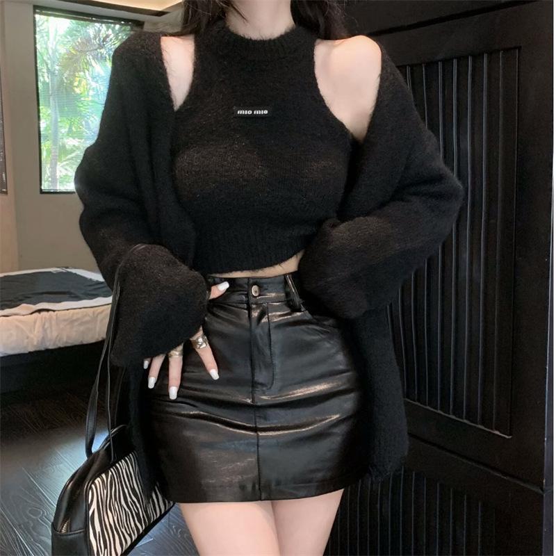 

Women s Autumn Winter Soft Knit Sweater & Cardigan Two-Piece Set One Size (80-130 cm)