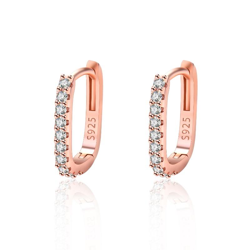 New High-end Style Earrings - Zirconia Hollow Geometric Ear Studs for Women. Elegant, Simple, Fashionable and Small-sized Earrings.