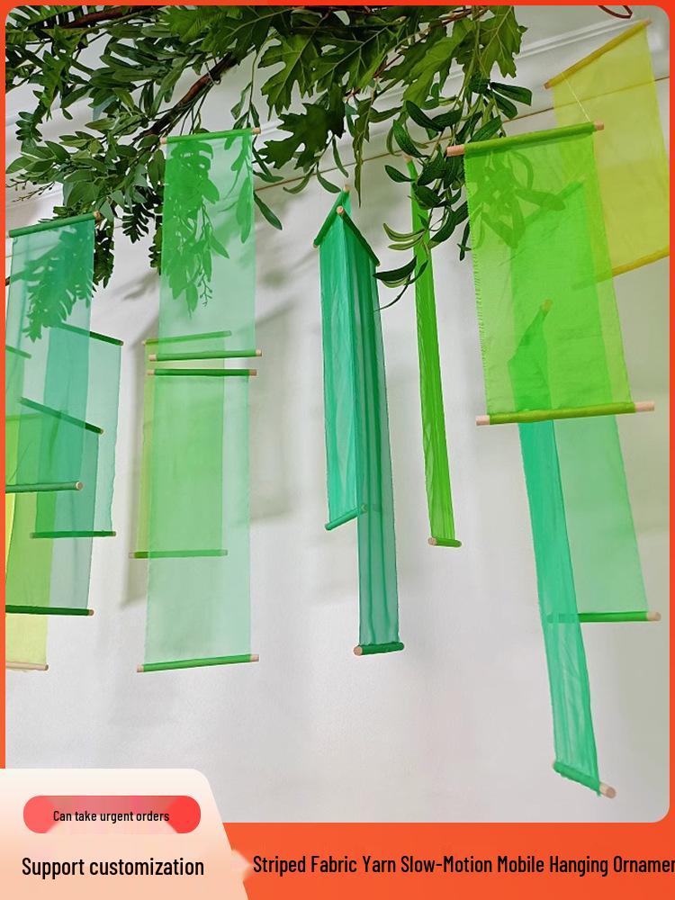 

Striped Fabric Hanging Ornaments for School, Wedding, and Birthday Decorations Green Set