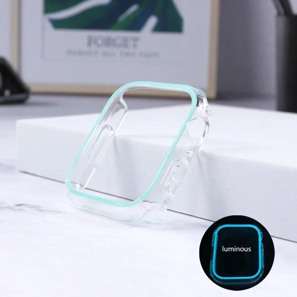 Luminous Cover for Apple Watch Case Ultra 49mm 45mm 44mm 41mm 40mm Hard PC Bumper Protective Frame iWatch 98 7 6 5 SE Accessorie