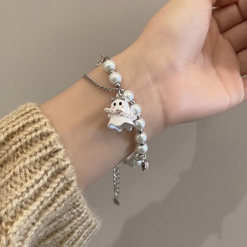 Exquisite Black White Beaded Little Specter Bracelets for Women Sweet Bracelets