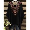 Camisetas Oversize Estilo Bohemio Chic Estampado Étnico Vintage Sencillo Dobladillo Irregular Cuello Redondo Top para Mujer Moda Versátil Ropa de Mujer