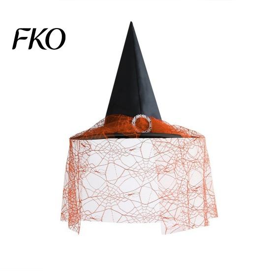 Sweet Lace Witch Hat Steeple Halloween Hat, with Edge, Lightweight Fabric Breathable Pointed Headwear, for Cosplay Party Costume Decorative