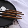 20Pcs Stainless Steel Dinnerware Set for 4 Knife Fork Spoon Set with Wooden Handle Western Flatware Silverware Cutlery Set