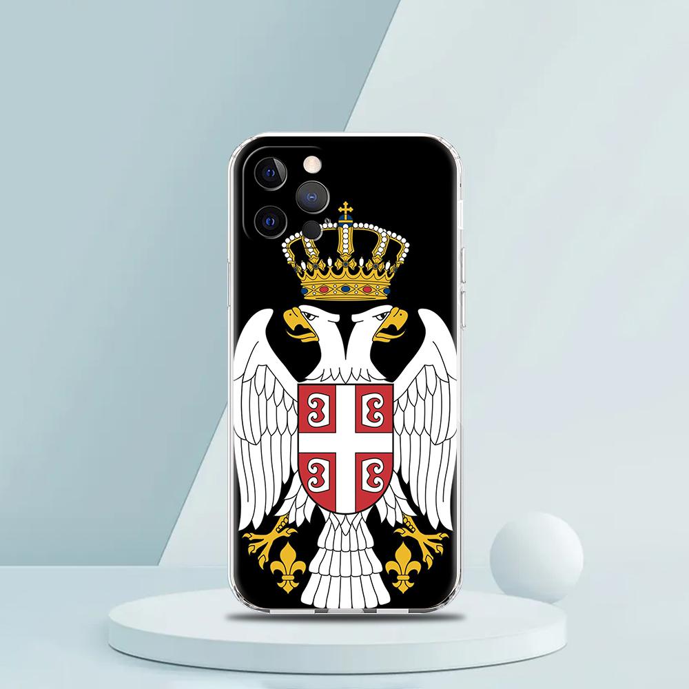 Soft TPU Transparent Phone Case Cover for iPhone 16 15 14 13 12 11 Pro Max XR 8 7 Plus XR Shockproof Shell Serbia Flag Pattern