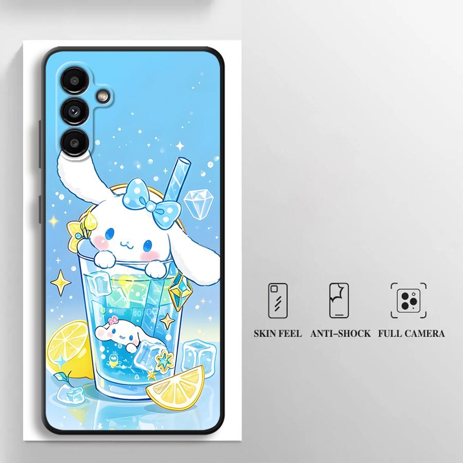 Sanrio Hello Kitty And Cinnamon Roll Case for Samsung Galaxy A05 A04 A30 A15 A03 A50 A40 A16 A70 A06 A10 A12 A20 A13 Black Soft