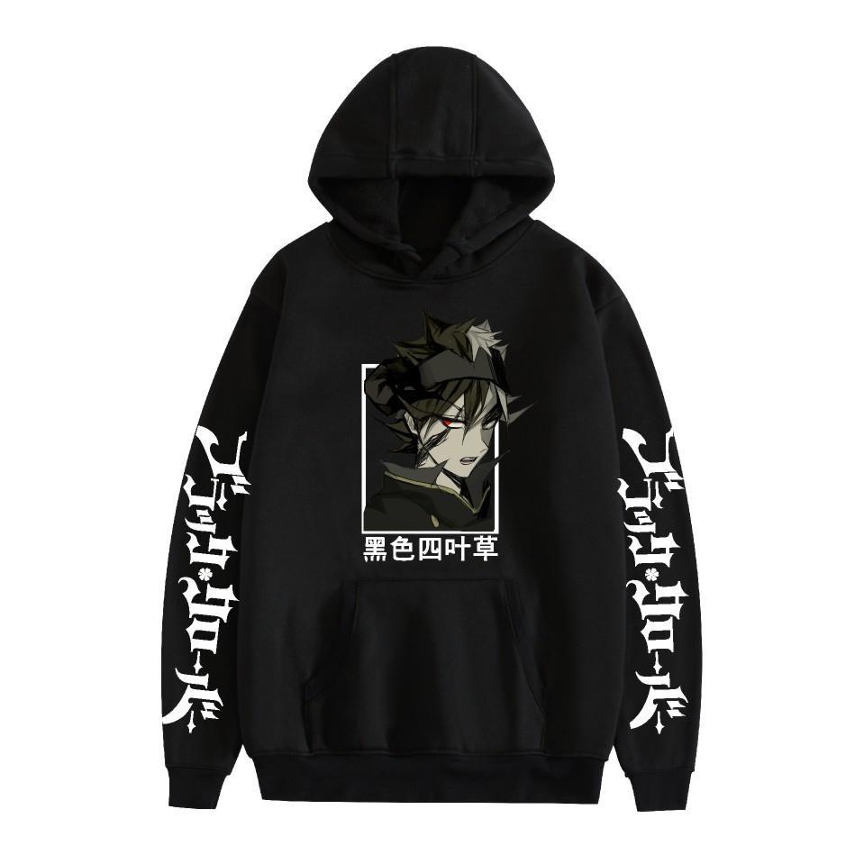 Felpa con cappuccio e stampa anime Black Clover Maglione in pile Felpa con cappuccio anime