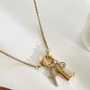 Stylish Symbol and Boot Pendant Necklace Stainless Steel with Glittering Stones Chain Necklace Suitable for Fashion Lady