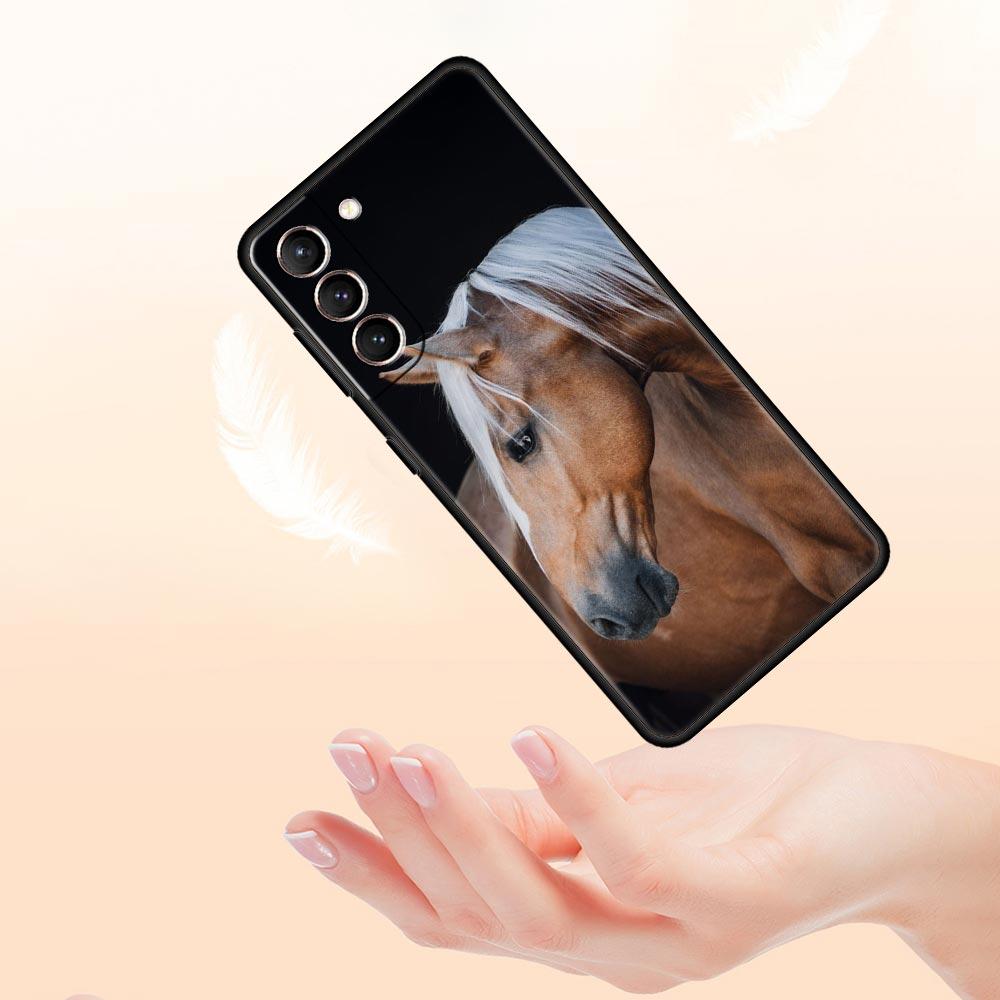 Coque de téléphone Animal Cheval pour Samsung Galaxy S26 S25 S24 S23 S22 S20 S21 FE Ultra S25 Edge Plus 5G Housse Souple en TPU Fundas Capas Sac