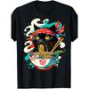 Europeiska storlekar Katt Ramen Japansk Animation Söt Katt T-shirt, Herr Mode Trend Rund Hals Avslappnad Bokstavstryckt T-shirt, Mjuk T-shirt