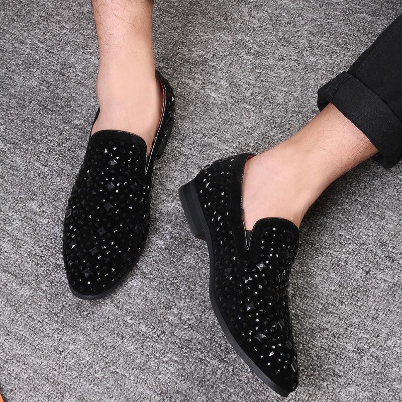 Men's Dress Shoes Luxury Rhinestone Sequin Banquet Shoes Classic Mens Loafers Fashion Casual Shoe Business Dress Shoes Moccasins
