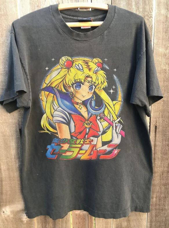 Vintage Sailor Moon Anime Graphic Charcoal Short Sleeve Unisex Shirt WA4802