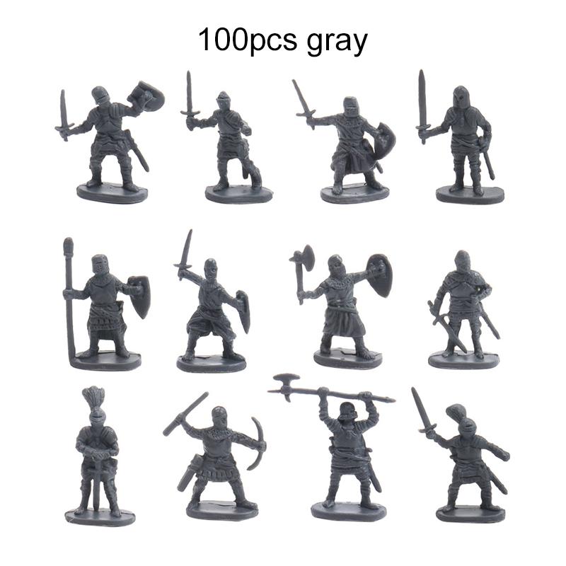 100 Stück/Set Antiker Soldat Miniatur Dekoratives Modell Party Treffen Dekoration Simulierter Schlachtfeld Mittelalter Ritter Stil TMZ