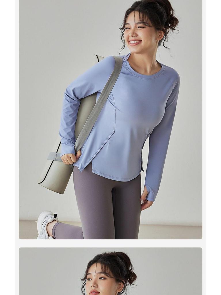 Women's Plus Size Long Sleeve Quick-Dry Yoga Top