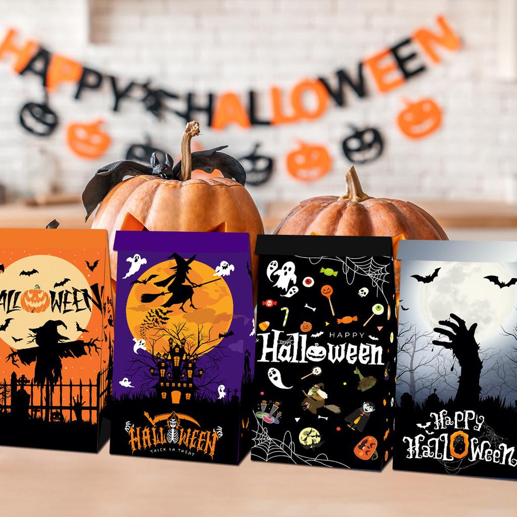 Scarecrow Theme Halloween Witch Pattern Party Snacks Candy Packaging Bags Paper