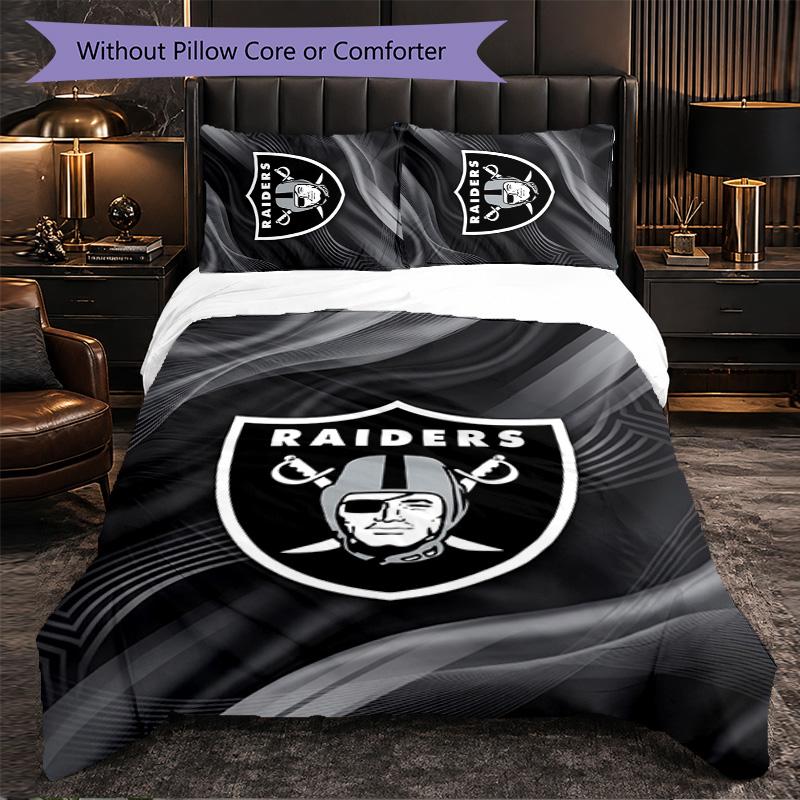 Set Biancheria da Letto 3 Pezzi in Microfibra con Motivo Las Vegas Raiders Decorazione Copripiumino per Camera da Letto Uso Domestico