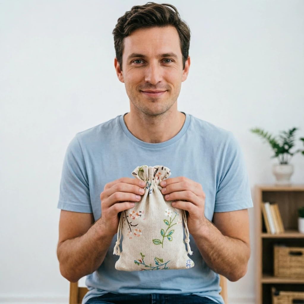 50pcs Fabric Bag Drawstring Gift Bags 5x7 Inch Floral Burlap Bags Jewelry Packing Pouches Favors Bag for Spring Jewelry Present Party Wedding Birthday
