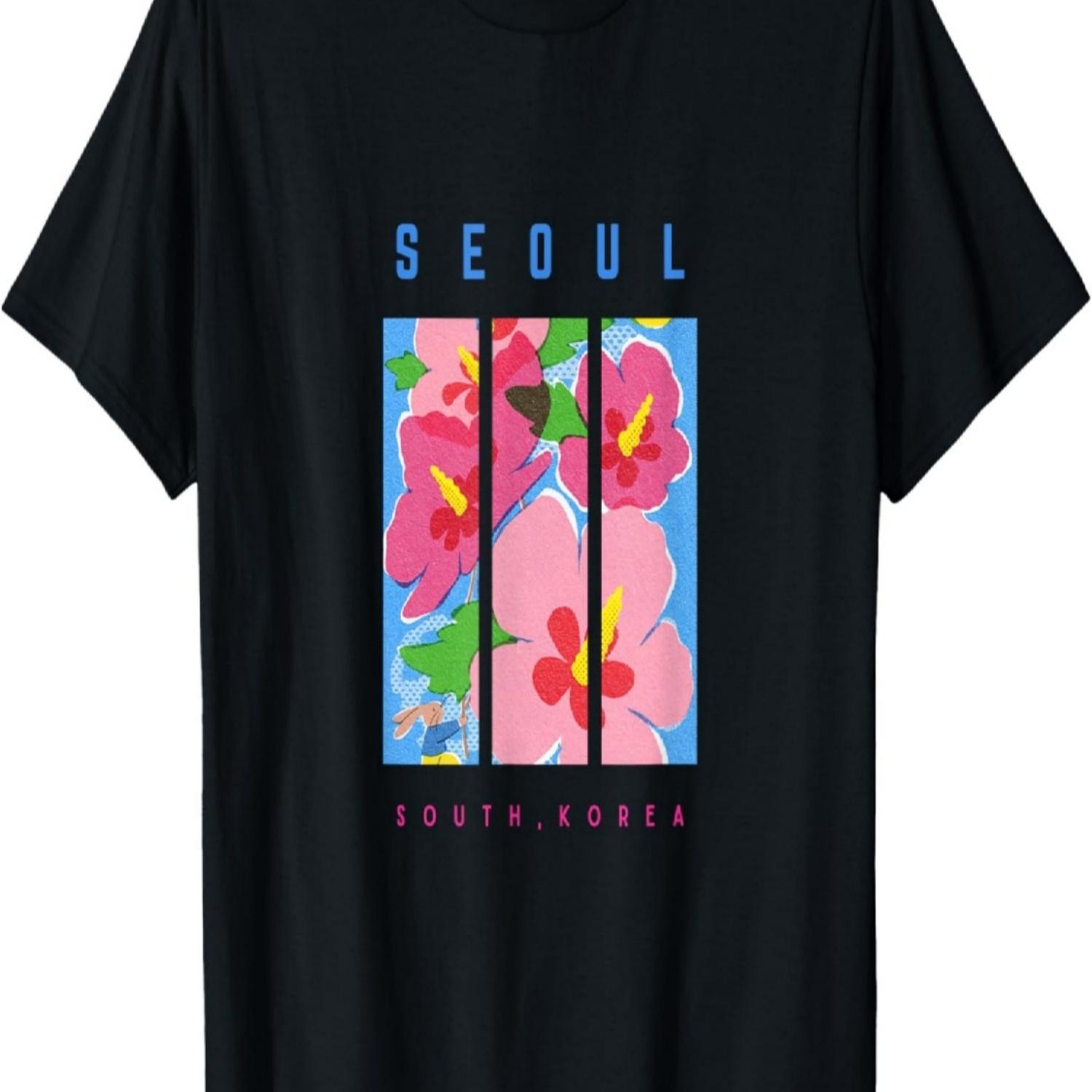 Seoul, South Korea Flower and Rabbit T-Shirt S