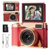 Rotating Display Digital Selfie Toy Retro Kids Retro 48MP 1080P Video 32GB Card Music School Mini Compact Video Camera 180-Degree & Front/Rear
