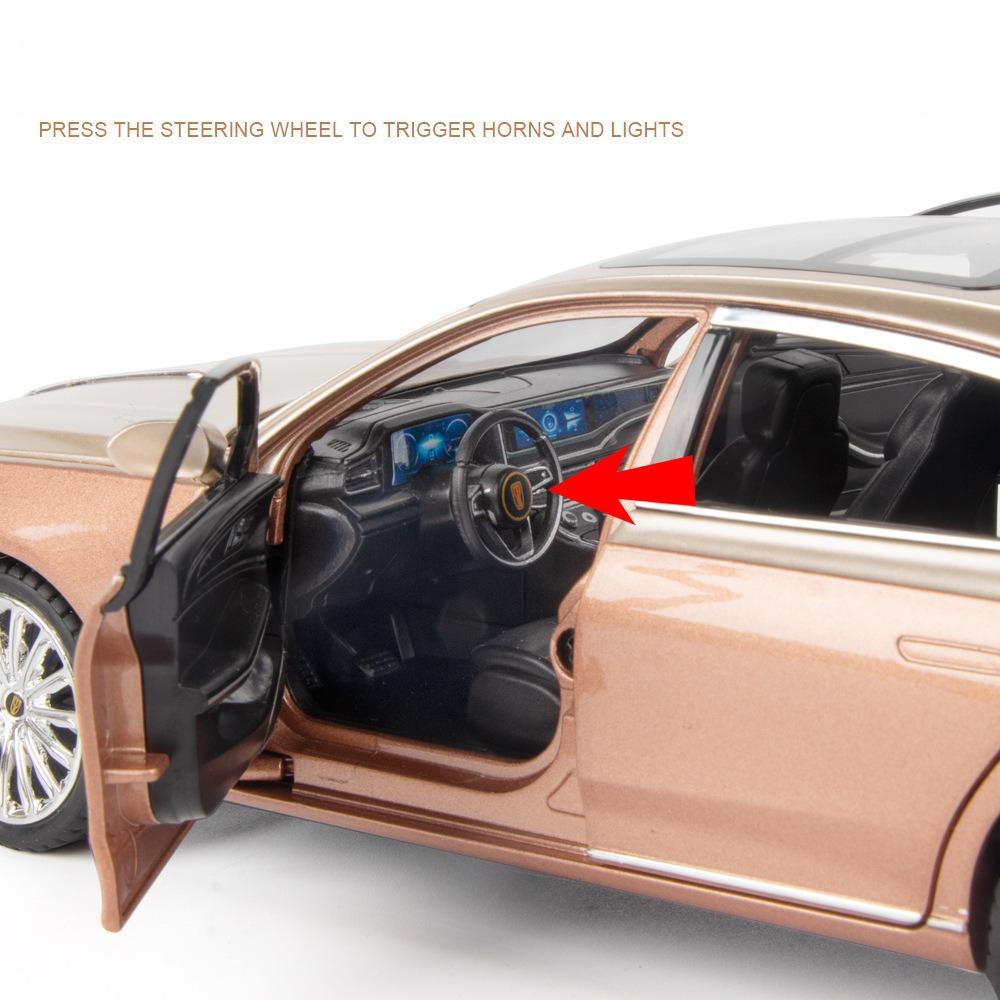 1:24 HONG QI H9 Alloy Luxy Car Model Diecasts Metal Toy Vehicles Car Model Simulation Sound and Light Collection Childrens Gifts