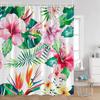 Floral Shower Curtain Colorful Flowers Birds Butterfly Botanical Green Leaves Bathroom Curtains Modern Bathtub Decor with Hooks