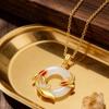 Hollow Round Koi Peace Buckle Necklace Chinese Style Lucky Pendant  Gift for Women