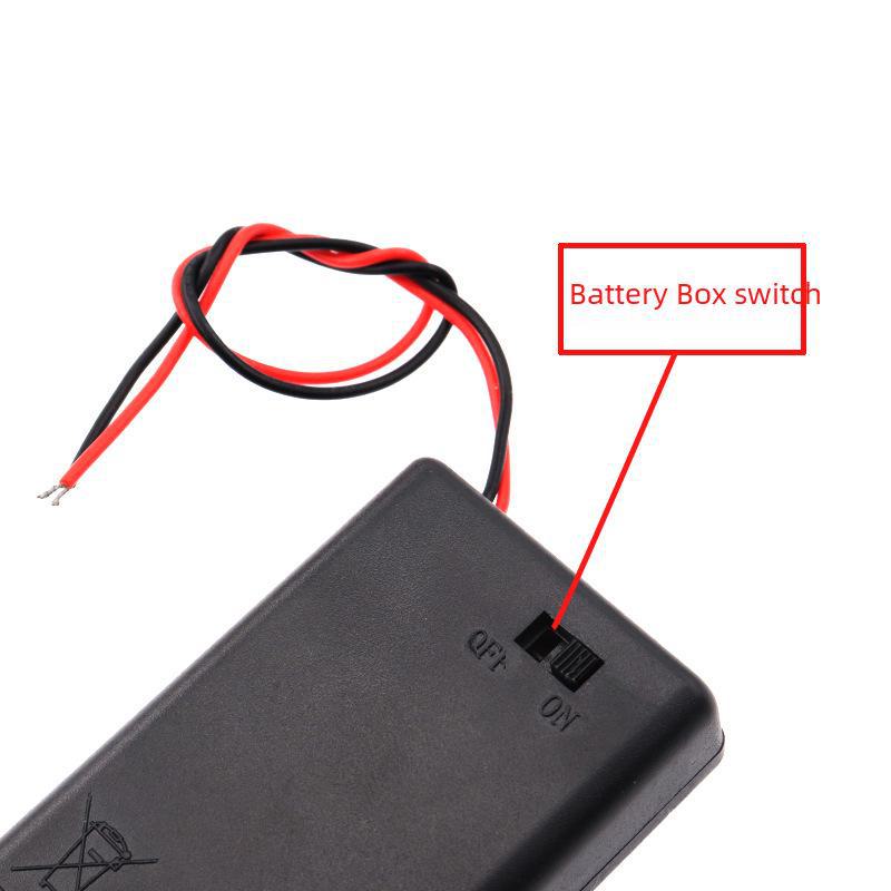 AA Battery Holder with Switch, Cover, and 15CM Cable - Fits 1-4 Batteries.