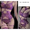 Domira Purple Sex Erotic Erotic Lingerie Halterneck Lace Gathering Bra Set European and American Amazon Hits