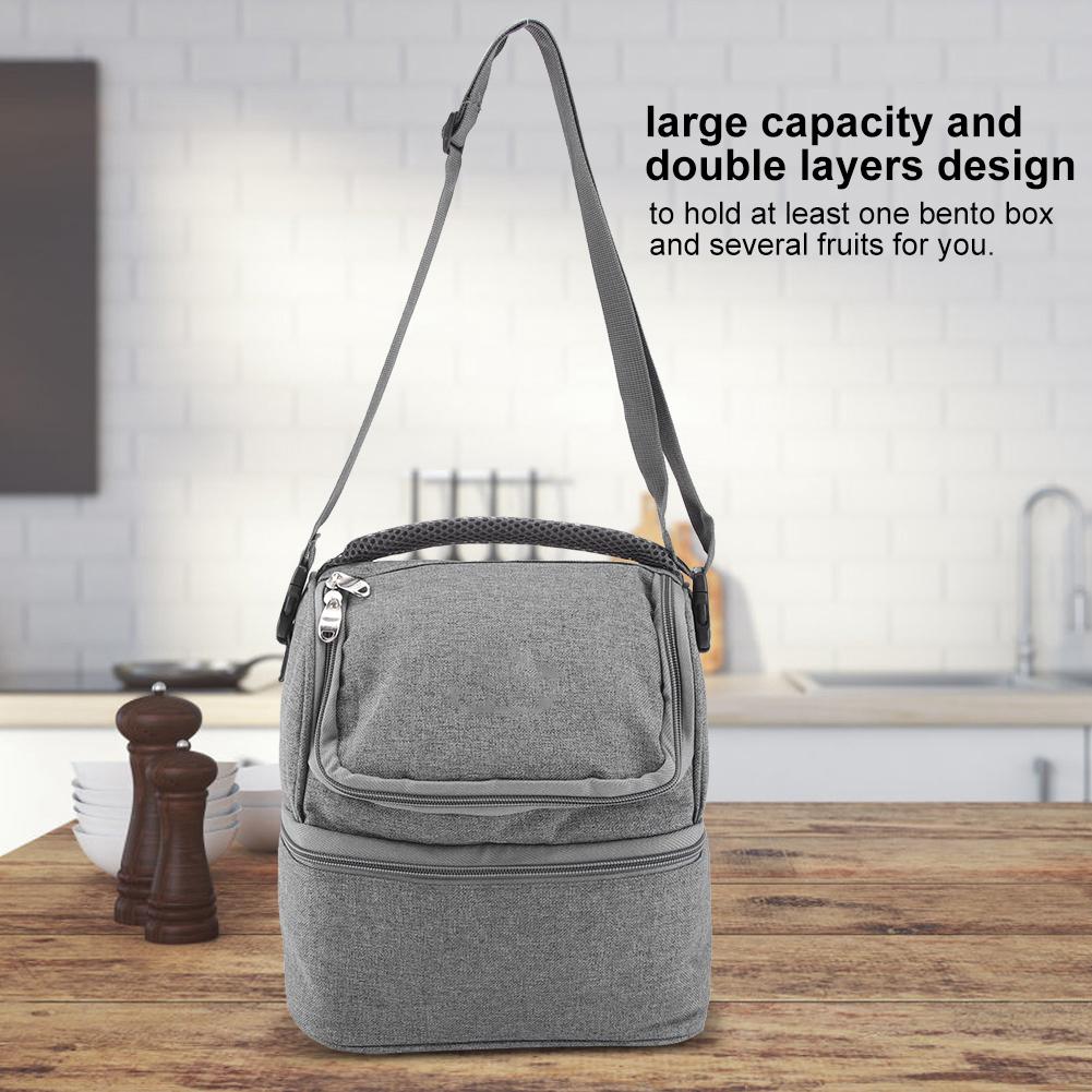 7L Portable Double Layers Insulated Bento Bag Lunchbox Tote for School Office Picnic