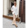 Damen Sommer Neue Mode Einfarbig Taschen Langarmhemd Locker Lässige Jacke
