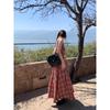 Red Plaid Neck Suspender Dress Women's Summer Temperament Backless Strap Waist Thin Seaside Vacation Dress