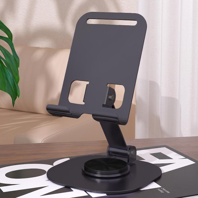 Metal Phone Holder for Live Streaming, 360 Degree Rotation Adjustment, Folding Lazy Person Tablet Desktop Phone Holder