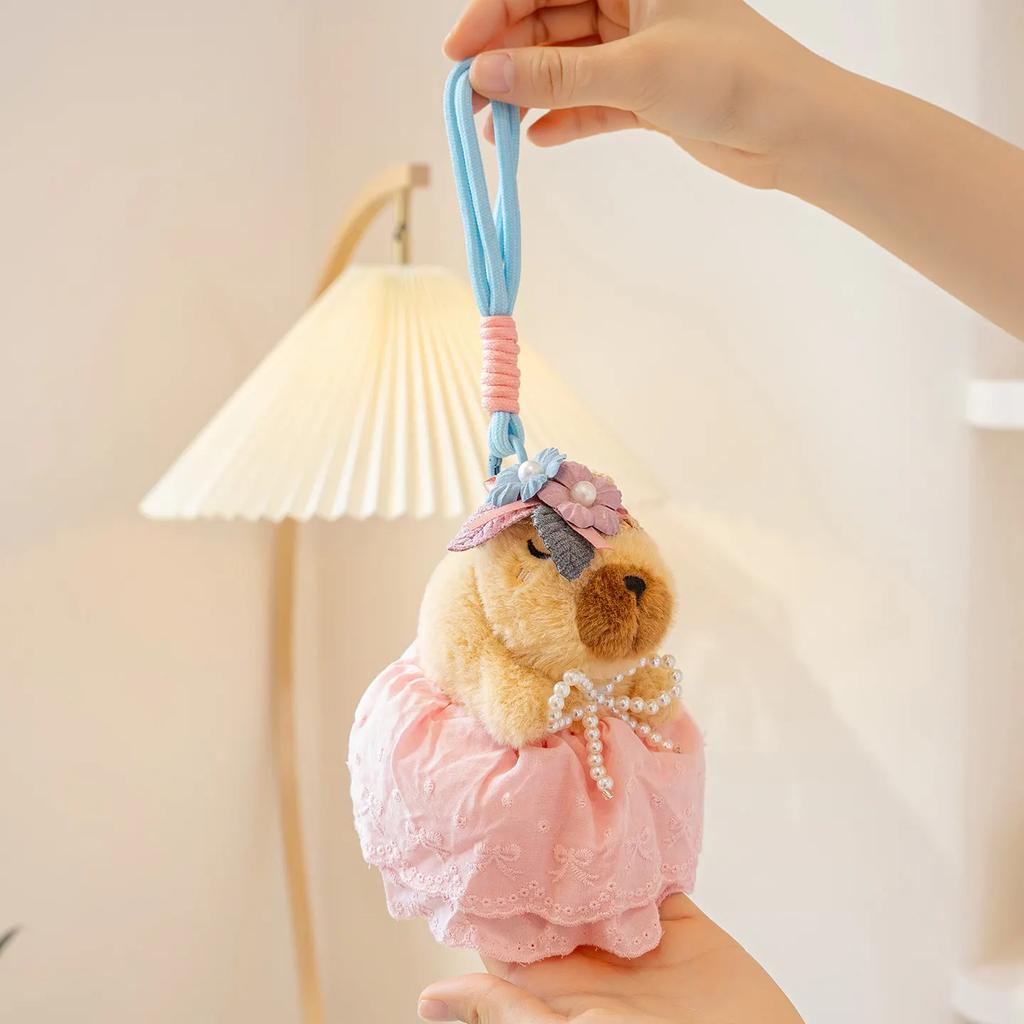 Cartoon Capybara Plush Toys Pendant Cute Dressed Up Capybala Key Rings Kawaii Bags Car Hanging Decor Creative Gifts For Friends