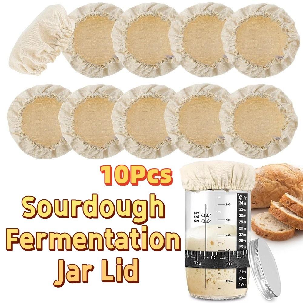 10Pcs Reusable Sourdough Starter Jar Covers Breathable Fabric Lids Dust Cover  Portable Use
