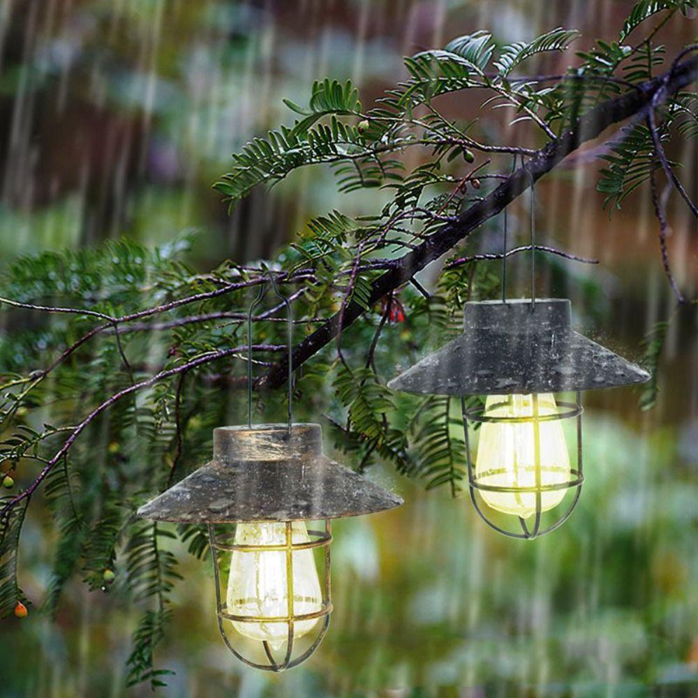 Retro Solar Lantern Lamp Vintage Landscape Light Hanging Tent Lamp Backyard Landscape