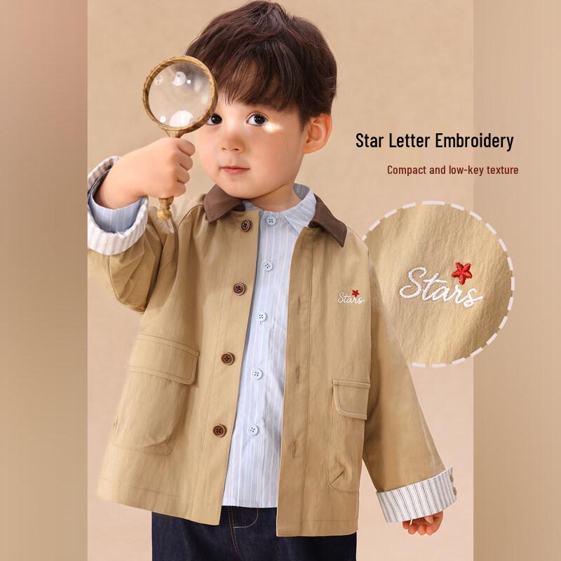 LUSONBABY Boys' Barn-Style Lapel Windbreaker Jacket