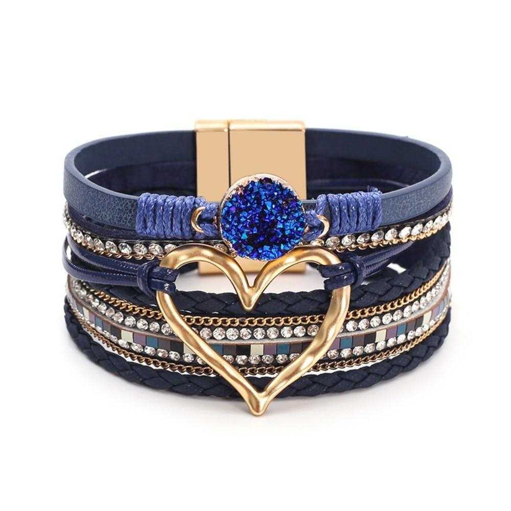 Magnetic Clasp Leather Bracelet Bangle Multi-layer Multi-Layer Bracelet  Festival Gift