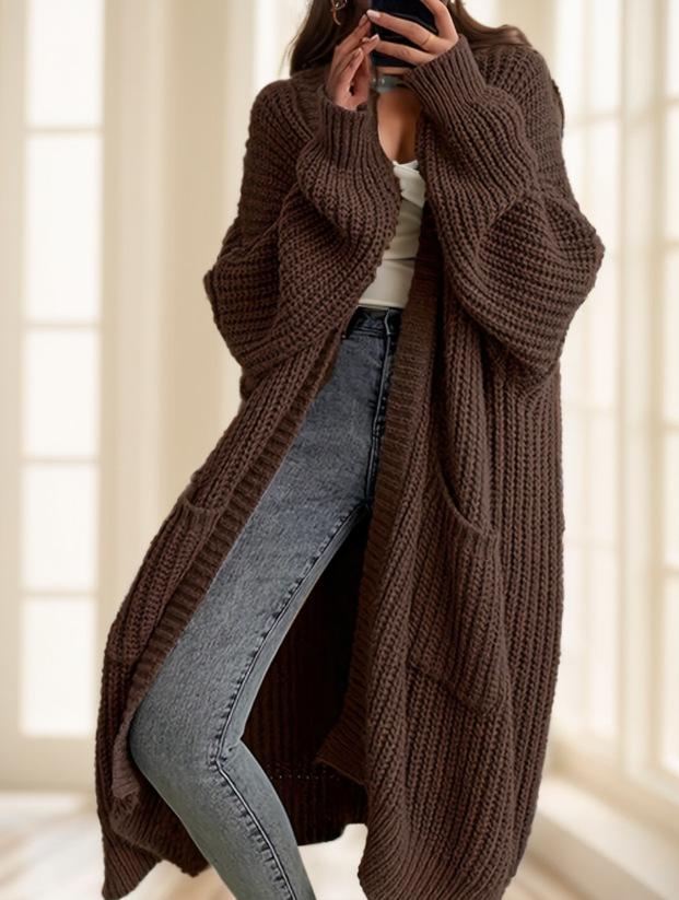 Women's Mid-Length Casual Knit Cardigan Sweater Coat for Spring/Autumn - Loose Long Sleeve Versatile Style