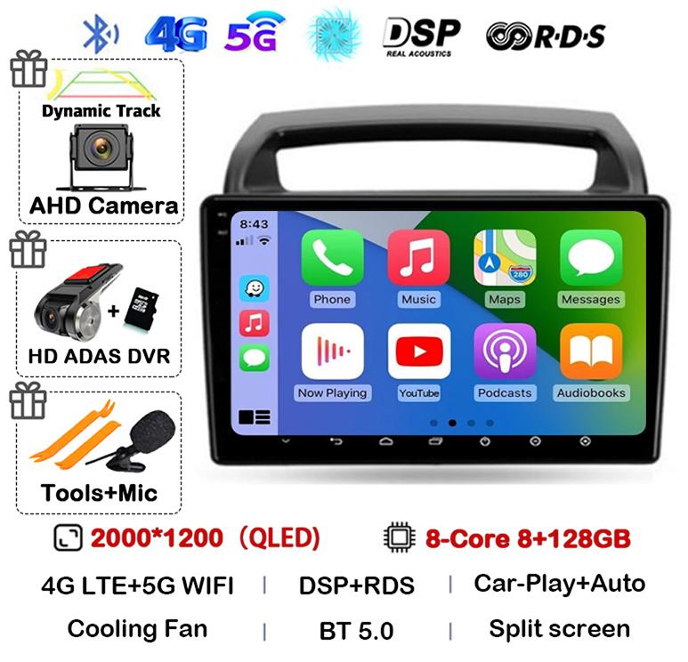 Android 14 WIFI+4G CarPlay Auto Car Radio For KIA Carnival VQ 2006 - 2014 Autoradio Multimedia Player Navigation GPS Stereo DSP