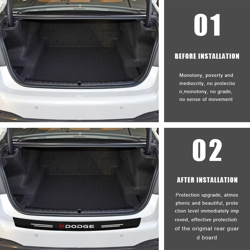 1pcs Carbon Fiber Car Trunk Rear Bumper Sticker Guard Plate Protector for Dodge SXT Challenger Charger 1500 Stratus Dart Dakota Charger Avengr Durango