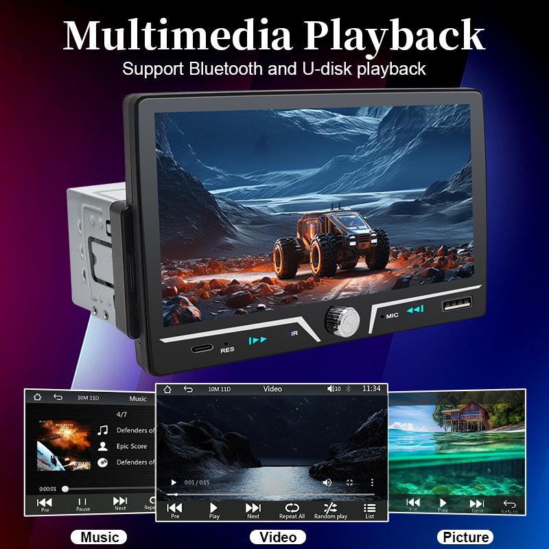 7inch 1Din Car Radio MP5 Stereo Wireless Carplay Android Auto HD Touch Screen FM Receiver Support USB Type-C Multimedia Player